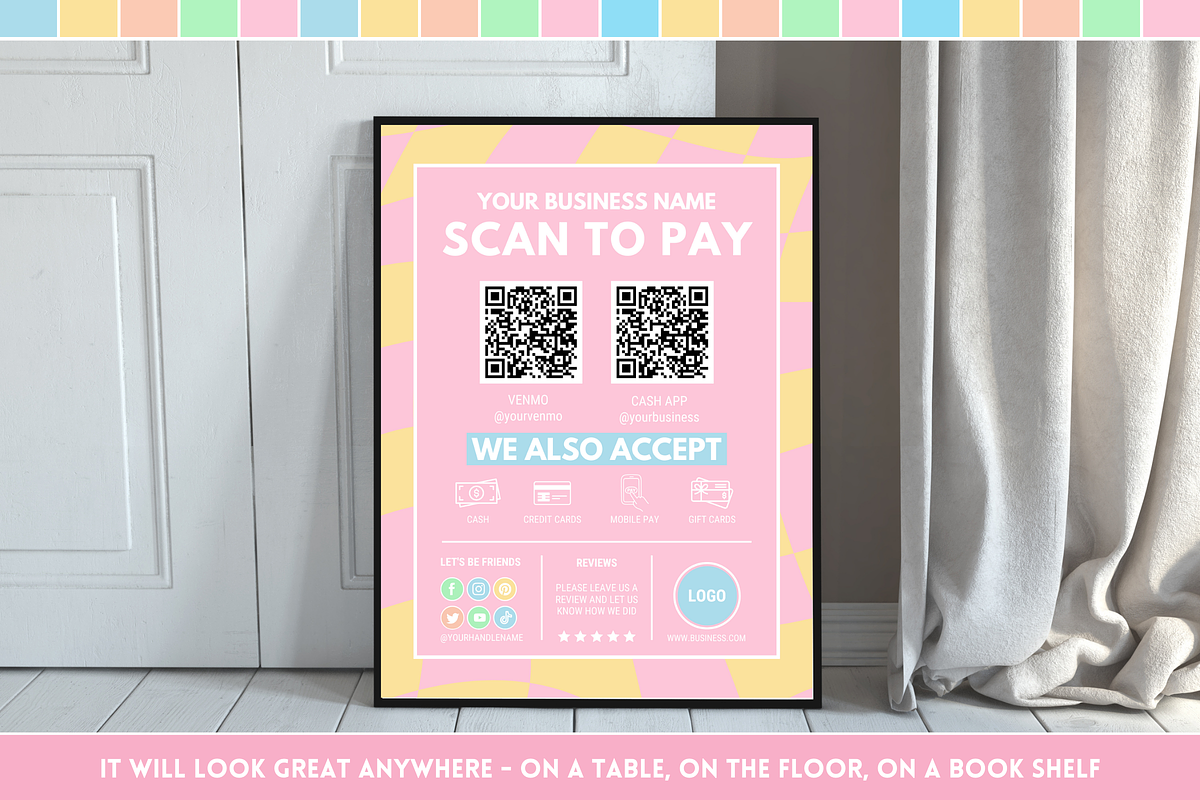 Pastel Scan to Pay Sign, a Stationery Template by SunshineStudioBoutique (Photo 5 of 11)