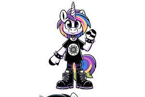 Cartoon Emo Unicorns PNG Pack