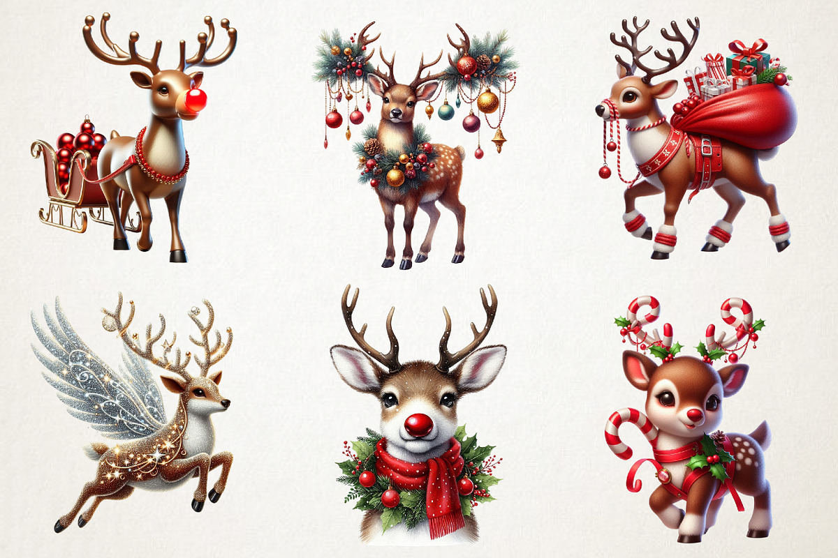 Santa’s Sleigh & Reindeer Watercolor, an Illustration by RobertsArt (Photo 6 of 6)