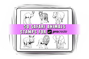 50 Safari Animals Procreate Stamps, a Brush Add-On by Procreate Sale (Thumbnail 1 of 6)