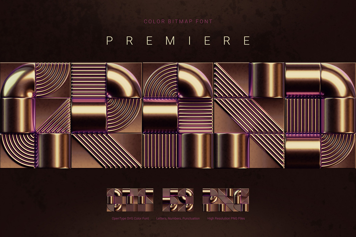 Premiere Grand - Color Bitmap Font, a Symbol Font by Gleb Guralnyk (Photo 1 of 5)