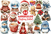 Watercolor Christmas Knitted Clipart, an Illustration by Dream Creation (Thumbnail 1 of 5)