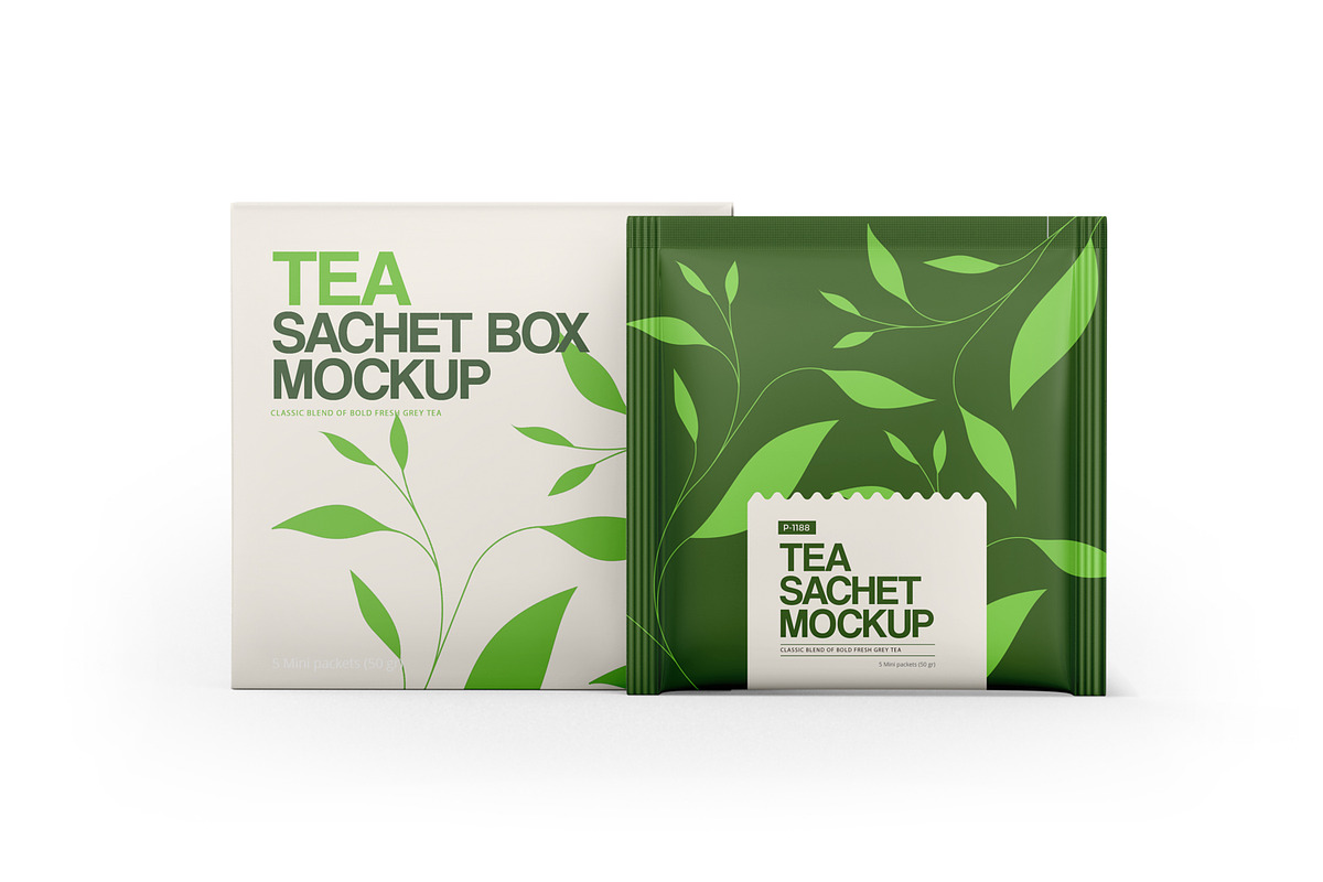 Tea Sachets with Box Mockup, a Packaging Mockup by Ram Studio (Photo 4 of 27)