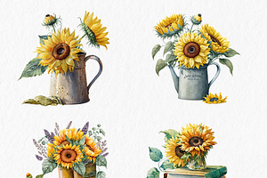 Sunflowers Watercolor Clipart PNG