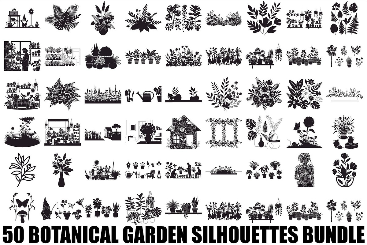 50 Botanical Garden Silhouette bundl, an Illustration by Designs_River (Photo 1 of 51)