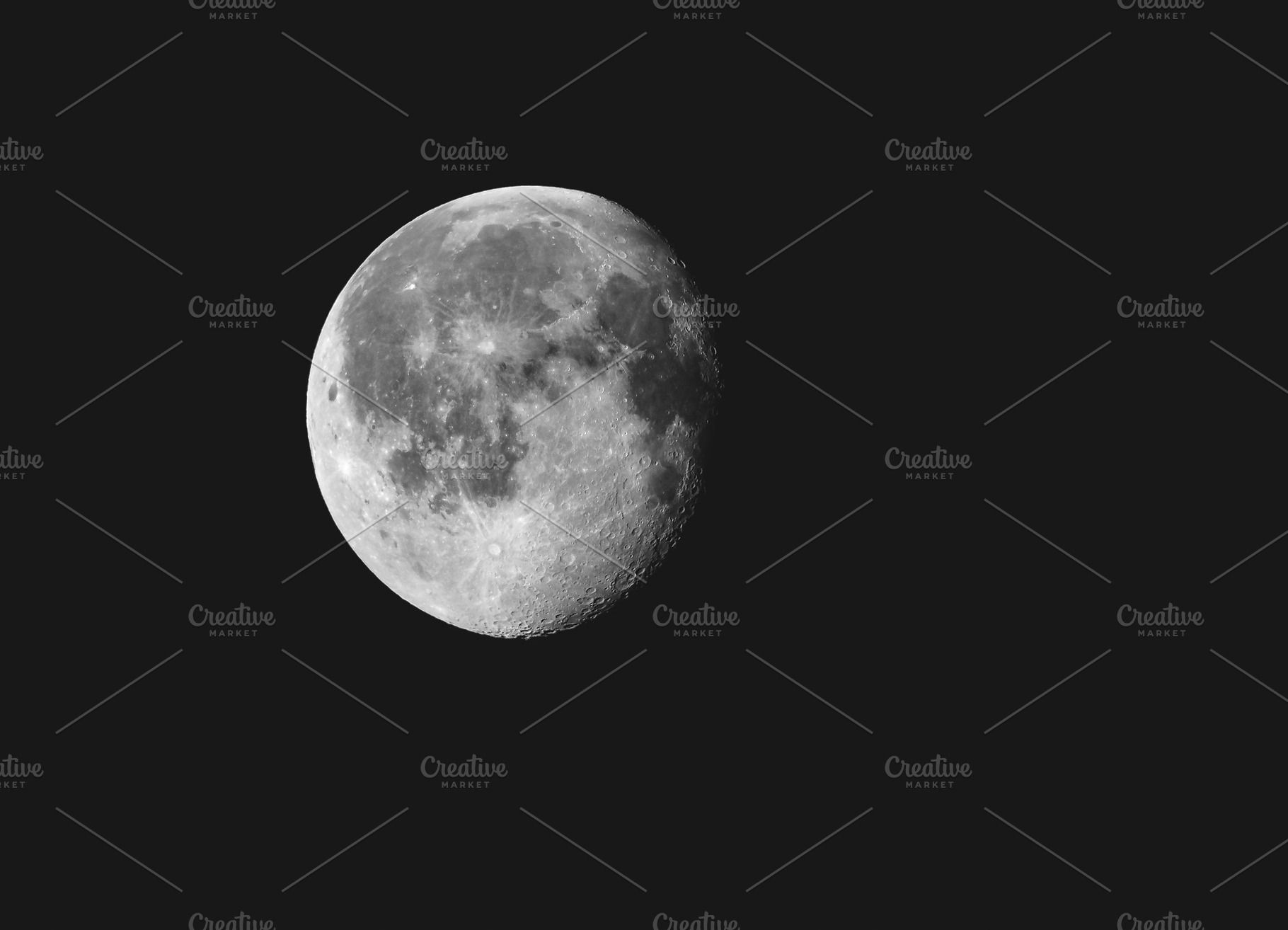 Gibbous moon seen with a telescope, a Photo by WorldOfPhotos