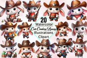 Cute Cowboy Bunny Sublimation