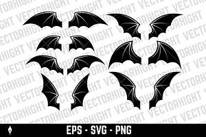 Set of bat wings. Dragon wings., an Animal Illustration by Vectorhight