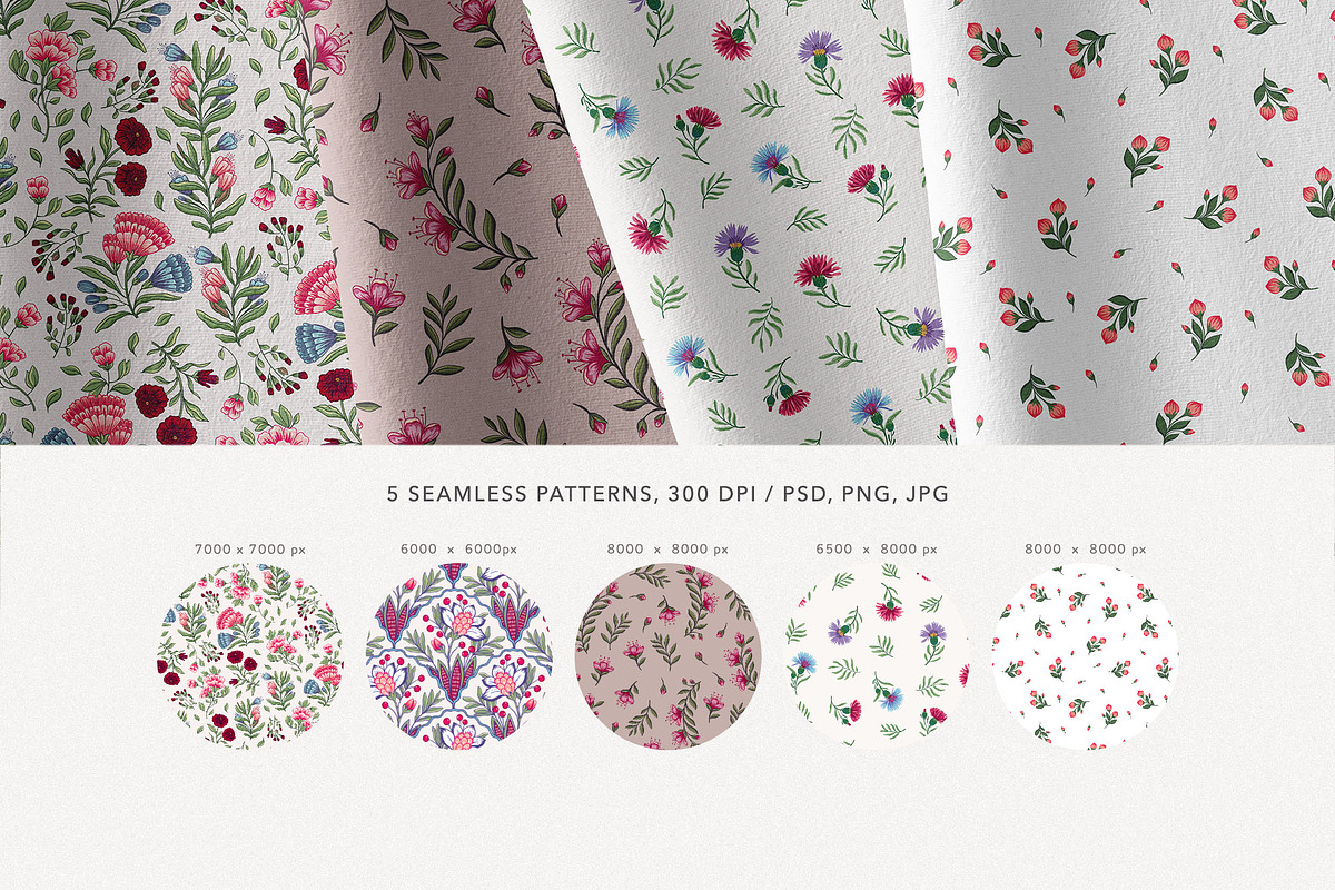 French Chintz Seamless Patterns Set, a Pattern Graphic by likorbut (Photo 2 of 5)
