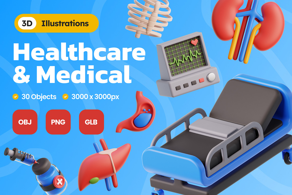 Healthcare and Medical 3D Icons, an Object 3D Model by Rakata Studio (Photo 1 of 7)