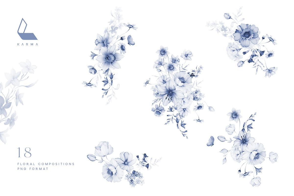 Gwinnett | Indigo | Botanical set, a Decorative Illustration by Karma (Photo 11 of 16)