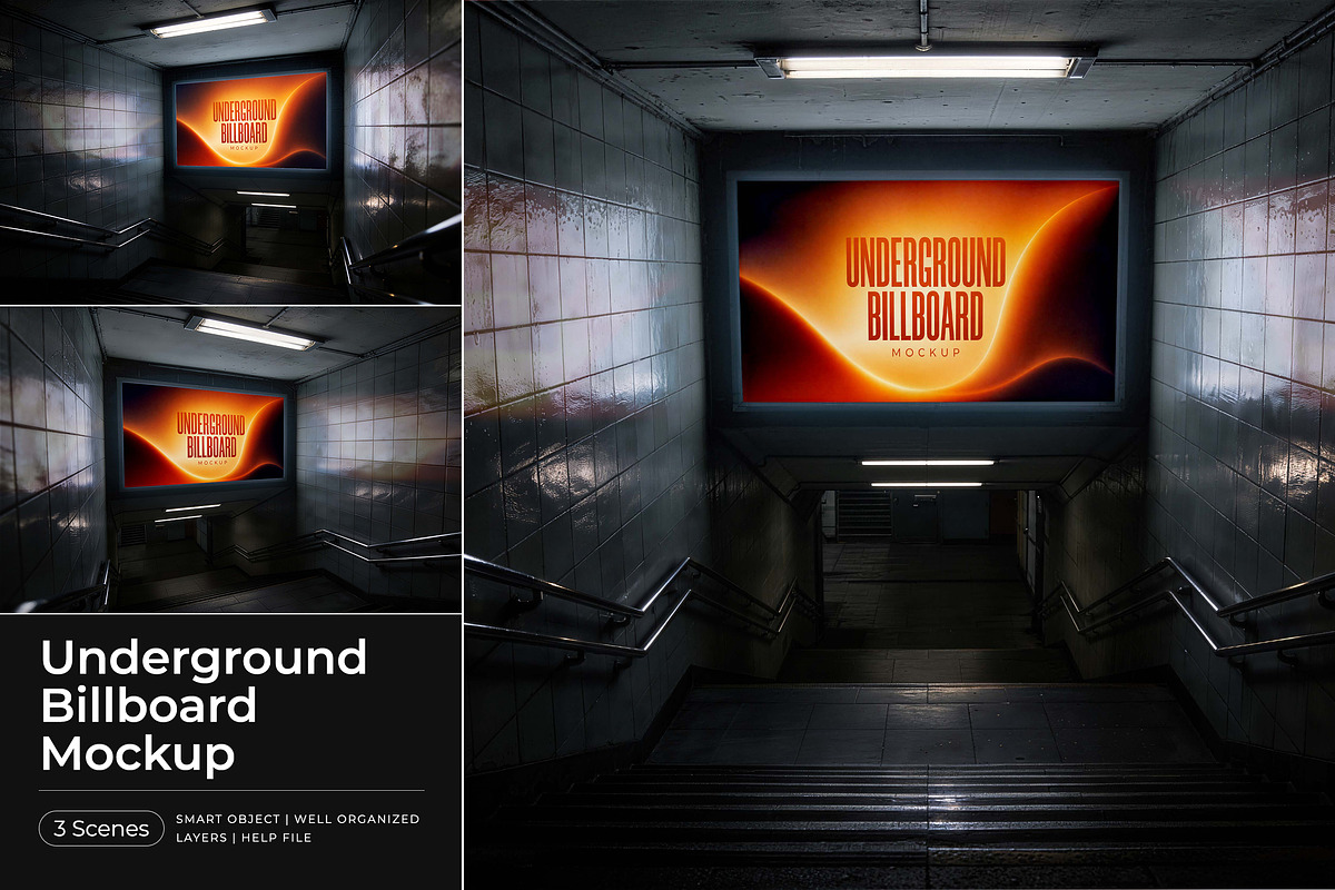 Underground Billboard Mockup, an Advertising Mockup by Pitchlook.Studio (Photo 1 of 4)