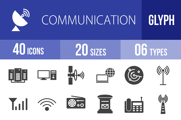 40 Communication Glyph Icons