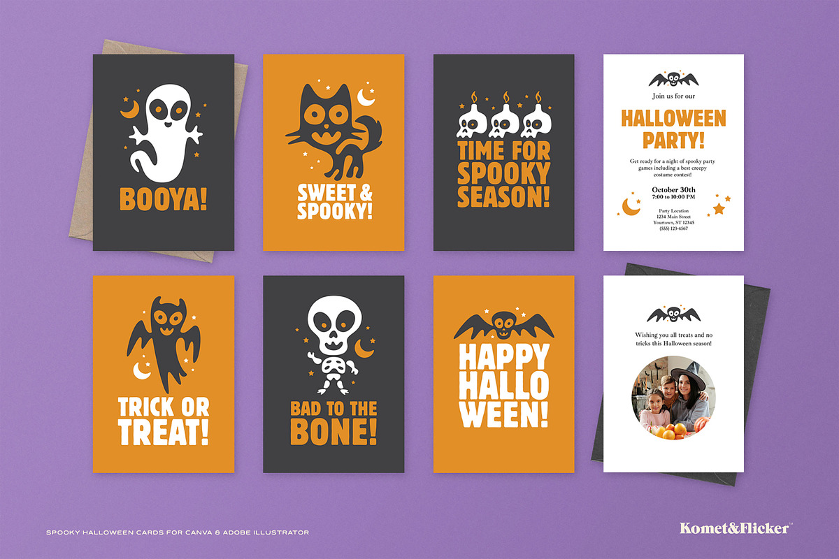 Spooky Halloween Cards for Canva, a Card Template by Komet & Flicker (Photo 2 of 8)
