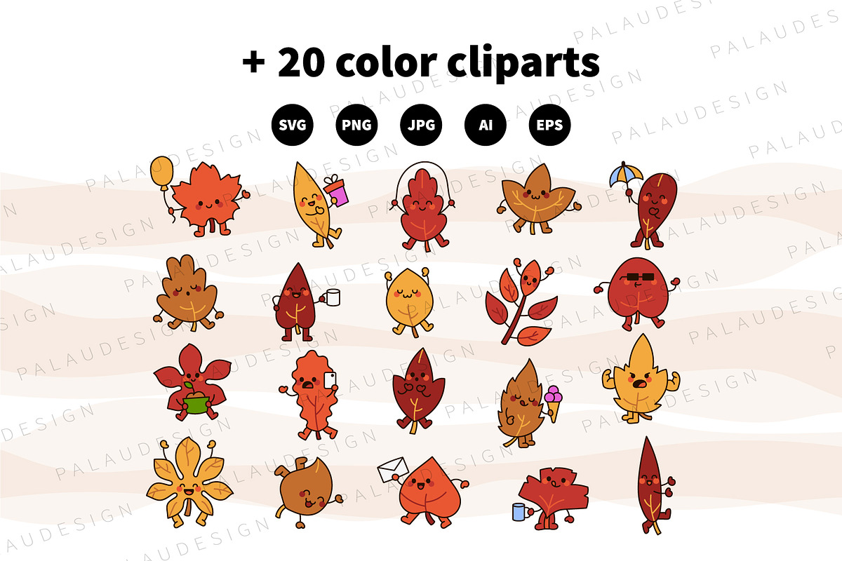 Cute Kawaii Autumn Leaves Character, a Seasonal Illustration by Palau (Photo 10 of 12)