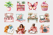 Watercolor Pink Planner Clipart, a Seasonal Illustration by Design Market (Thumbnail 4 of 5)