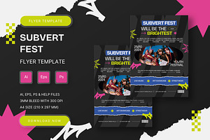 Subvert Fest - Flyer Template, a Flyer Template by StreaksideStd