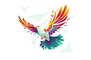 The colorful bird of peace, the dove, an Animal Illustration by Nenahliadava Design