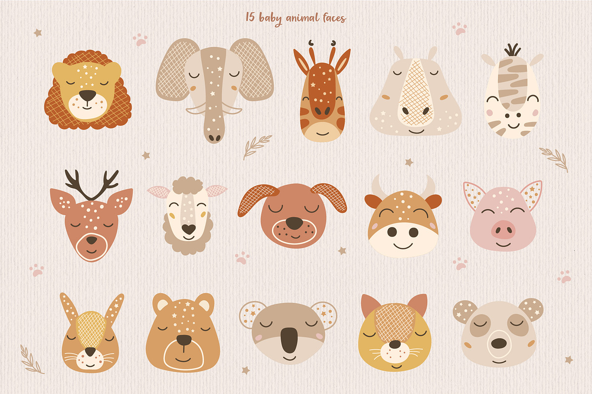 Animal Faces and Boho Rainbow Bundle, an Animal Illustration by DearLetters (Photo 3 of 14)