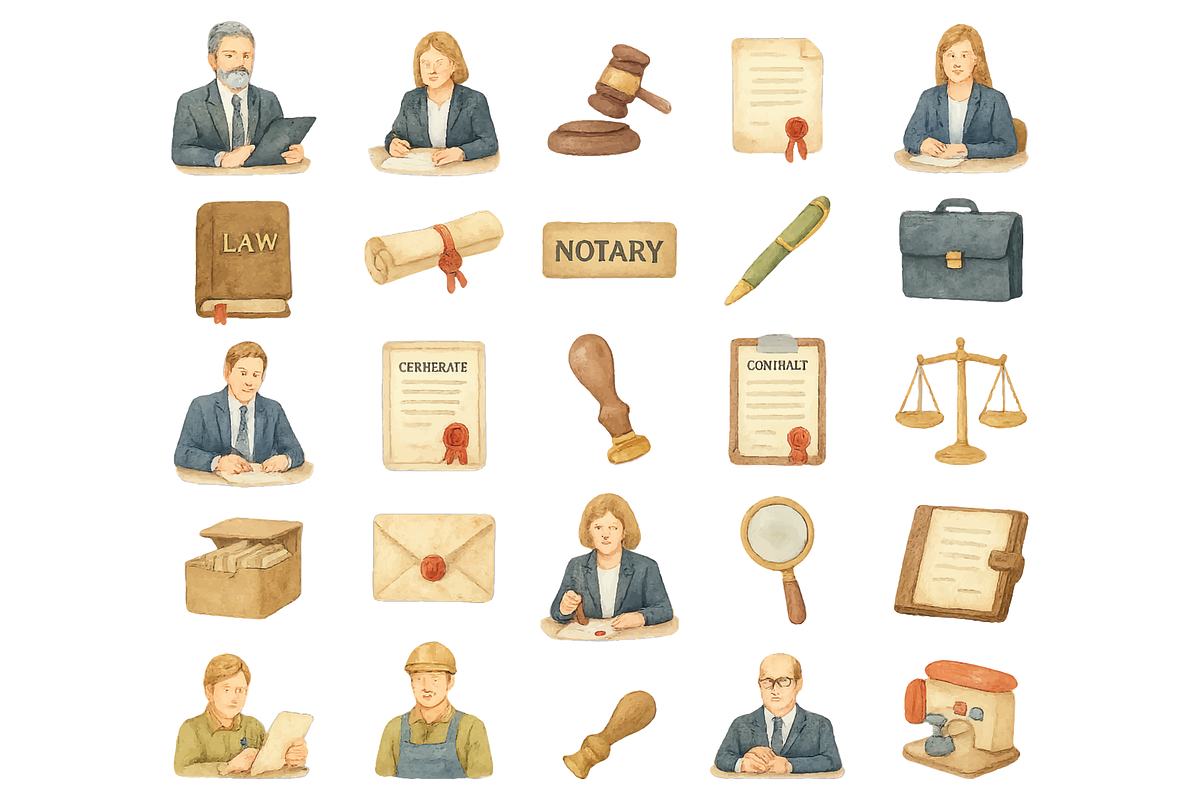 Vintage Notary Public Legal Set, an Object Graphic by RT Studio (Photo 2 of 4)