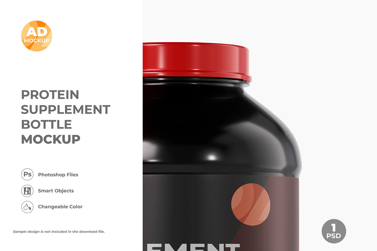Protein Jar Bottle Mockup (1PSD), a Packaging Mockup by Adstart (Photo 4 of 5)
