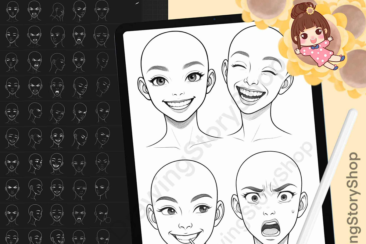 240 Procreate face female Brushes, a Brush Add-On by DrawingStoryShop (Photo 1 of 7)