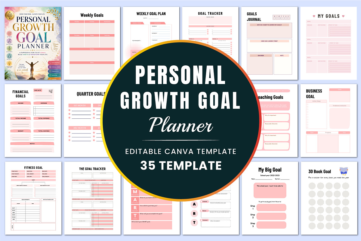 Personal Growth Goal Planner, a Stationery Template by Shumaya (Photo 1 of 4)