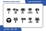 Palm Tree Icons Set Black Vector, a Solid Icon by Fontmine Studio (Thumbnail 1 of 3)