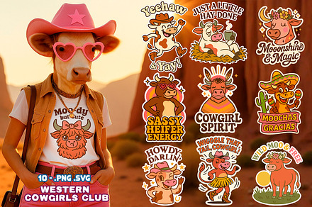 Western Cowgirls Club – Boho Cow SVG