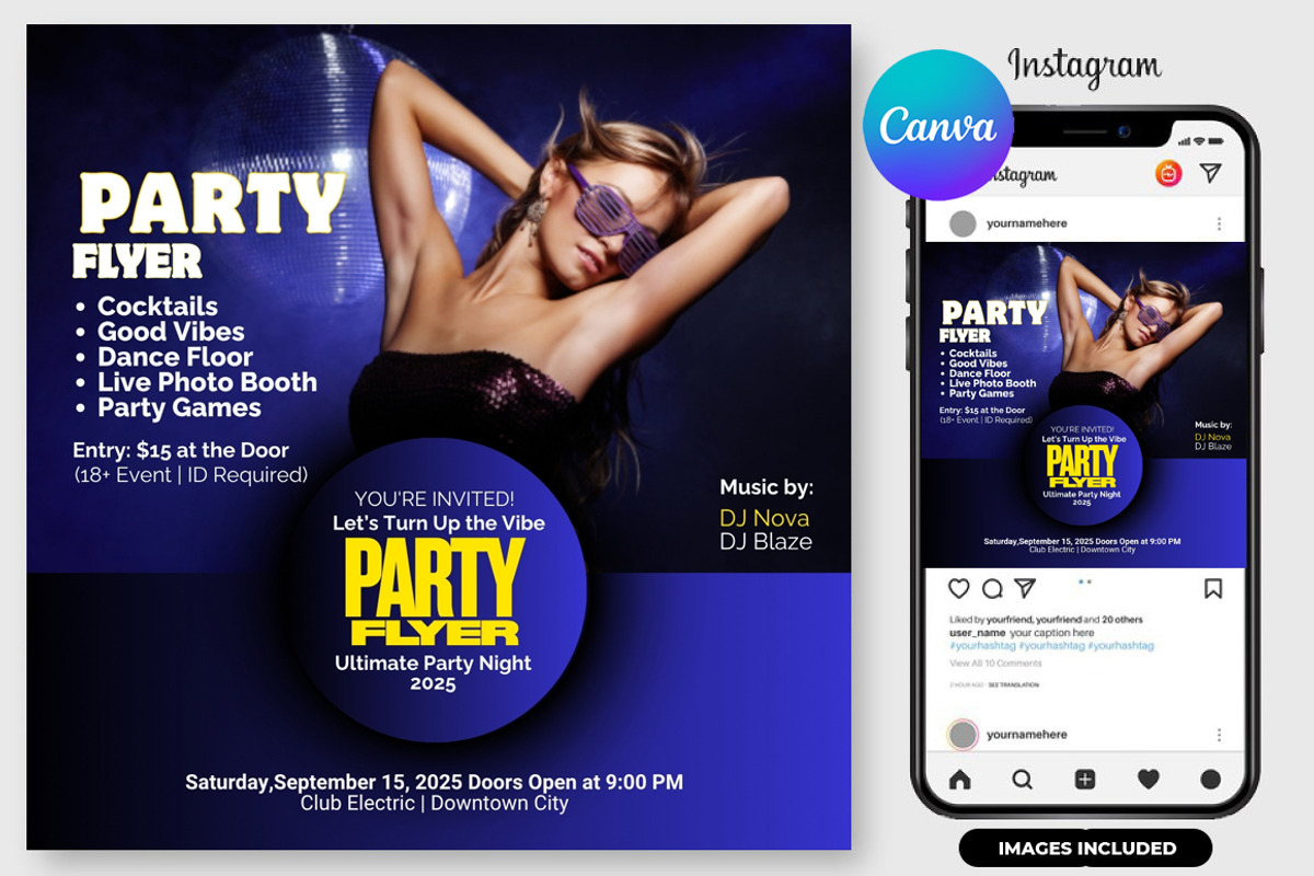 4-in-1 Party Flyers Bundle | Canva, a Graphic by graphicforest (Photo 3 of 6)