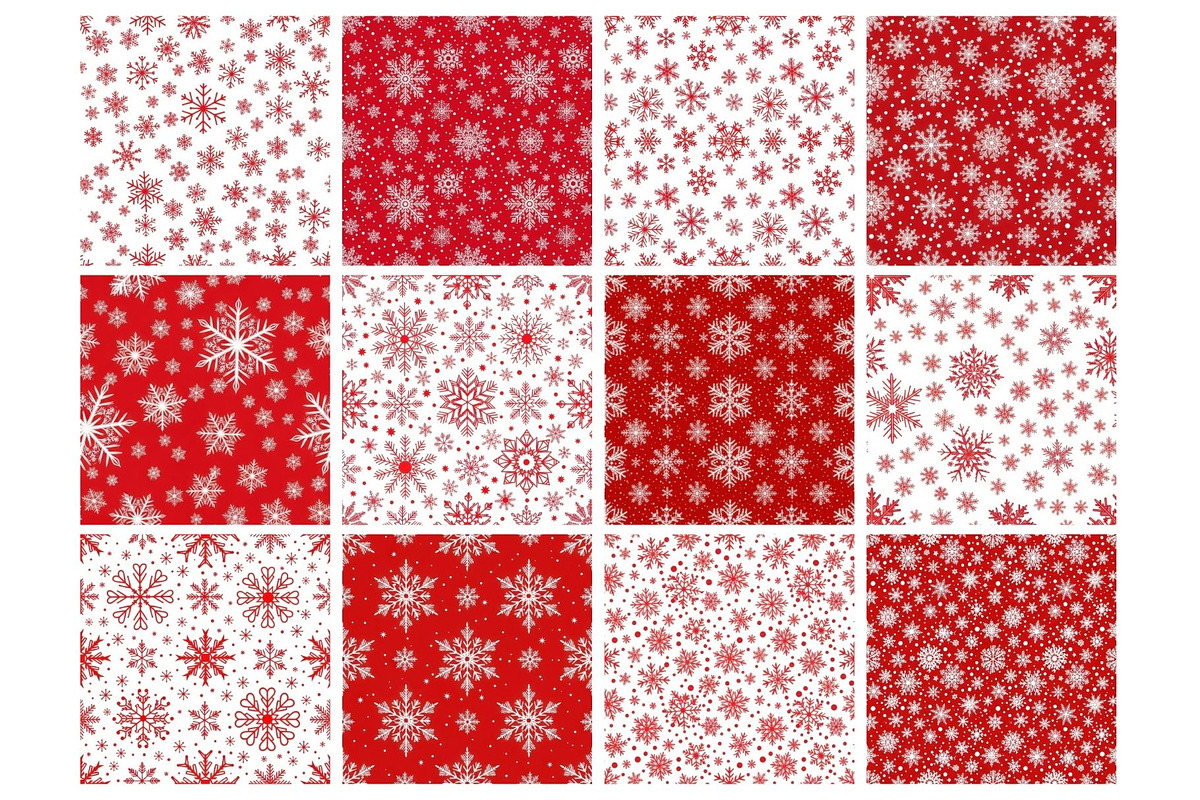 Red & White Snowflakes, an Illustration by Mashimara (Photo 3 of 5)