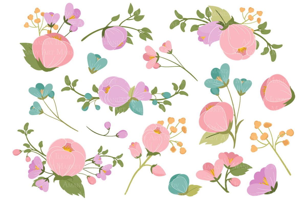 Garden Party Floral Vector Clipart, an Illustration by Amanda Ilkov (Photo 2 of 3)