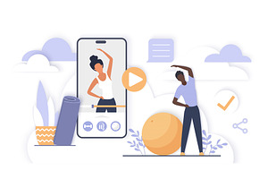 Online yoga class cloud shadow, a Sport Illustration by Lemberg Vector
