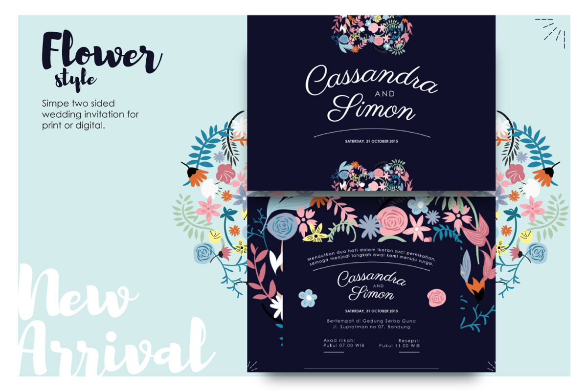 Flowery &Modern Wedding Invitation, an Invitation Template by Laffmate (Photo 1 of 4)