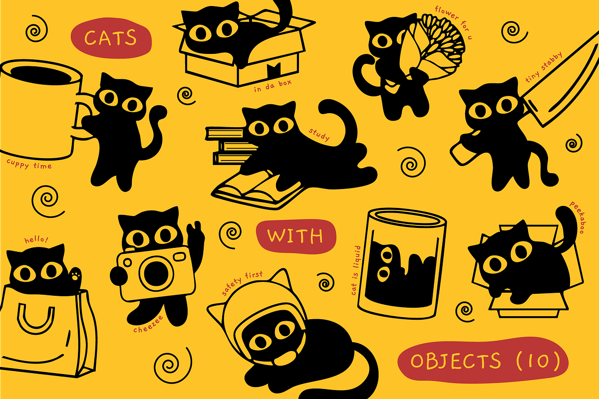 Funny Cat - Illustration Cat, an Animal Illustration by Invisual Studio (Photo 4 of 21)