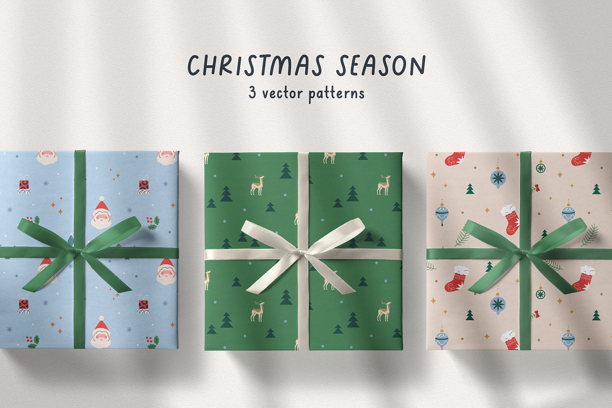 Christmas season seamless patterns, an Illustration by Good Studio (Photo 1 of 10)