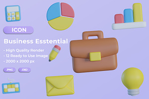 3D Business Essentials Icons, an Object Graphic by Artnivora.Std