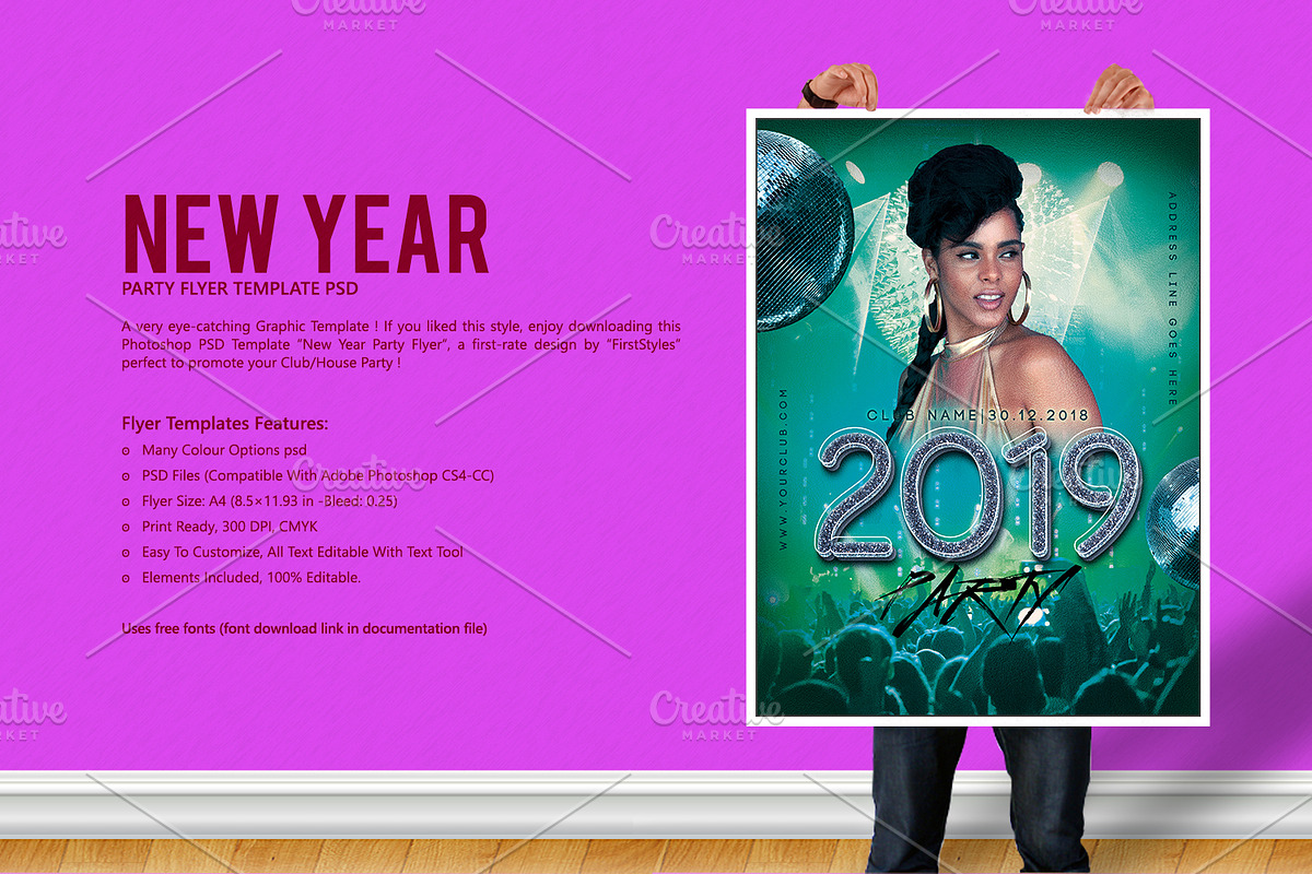 New Year Party Flyer, a Flyer Template by Flyer Arts (Photo 1 of 4)