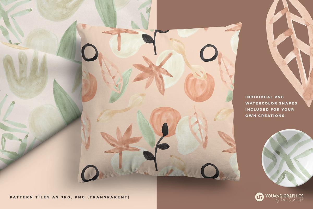 Earth Abstract Watercolor Patterns, a Pattern Graphic by Youandigraphics