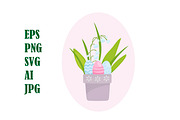 Snowdrop flowers and Easter eggs, a Decorative Illustration by EshaStudio (Thumbnail 1 of 2)