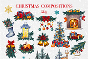 Christmas Magic Watercolor Clipart, a Seasonal Illustration by DiashaArt (Thumbnail 3 of 18)