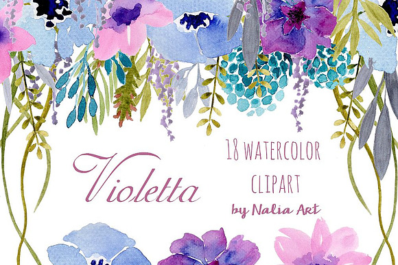 Handpainted watercolor flowers preview 4
