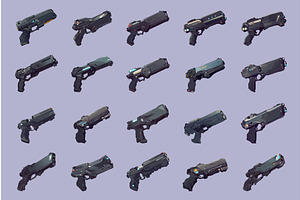 Set of futuristic police pistols, an Object Illustration by LadadikArt