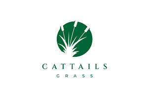 Cattail Grass Logo Design Vector