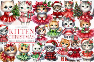 Kitten Christmas Clipart, an Illustration by Designworld