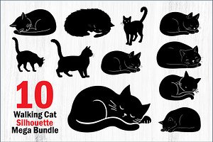 Elegant Cat  Silhouette Bundle, a Graphic by jahid234