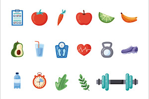 Health Lifestyle Illustrations Set, a Sport Illustration by studiogstock