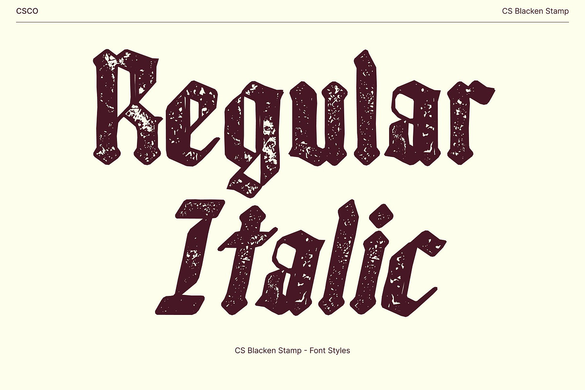 CS Blacken Stamp, a Blackletter Font by Craft Supply Co. (Photo 3 of 8)