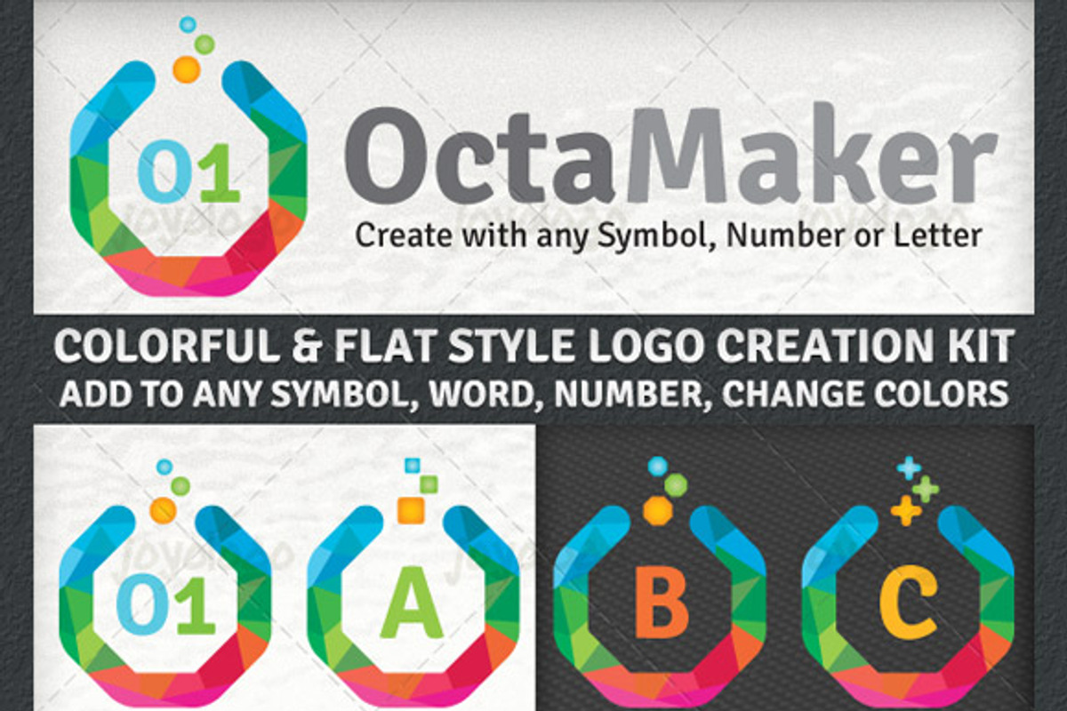 Colorful Flat Octagon Logo Maker Set, a Branding & Logo Template by joyologo (Photo 2 of 3)