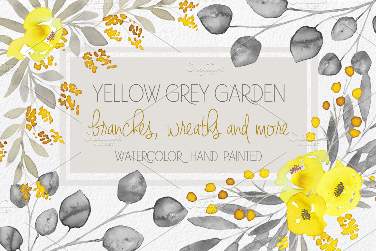 Yellow & Grey Flowers hand painted, a Decorative Illustration by MaraquelaStudio (Photo 1 of 8)